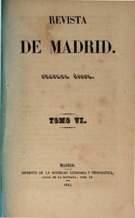Revista de Madrid. 6. 1845