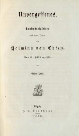 Theil 1: Unvergessenes