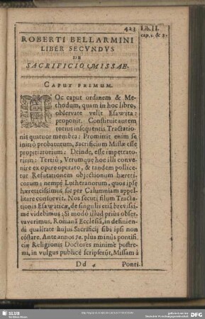 Liber Secundus. De Sacrificio Missae