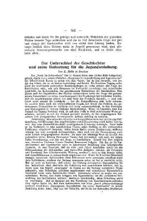 Der Unterschied der Geschlechter und seine Bedeutung für die Jugenderziehung