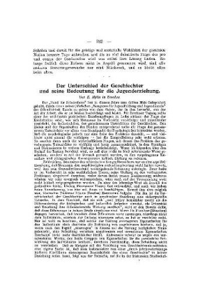 Der Unterschied der Geschlechter und seine Bedeutung für die Jugenderziehung
