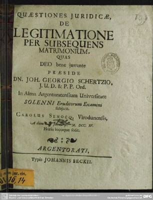 Quaestiones Iuridicae, De Legitimatione Per Subsequens Matrimonium
