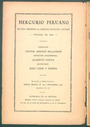 "Mercurio Peruano" - [Pie de imprenta]