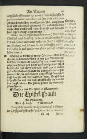 Die Epistel Pauli An Philemon.