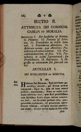 Sectio II. Attributa Dei Communicabilia et Moralia.