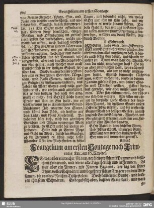 [Evangelium und Epistel am ersten Sontage nach Trinitatis]