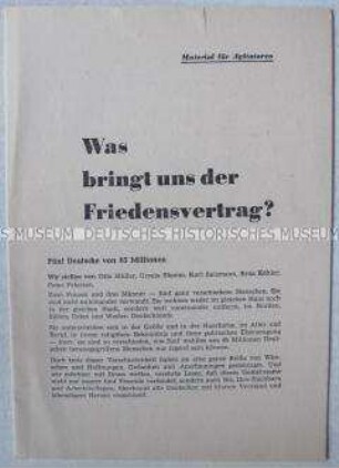 Agitationsmaterial für einen Friedensvertrag mit Deutschland