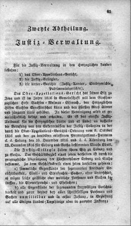 2. Abtheilung : Justiz-Verwaltung