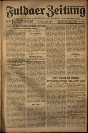 Erste Ausgabe vom Samstag, den 06. Juli 1929.