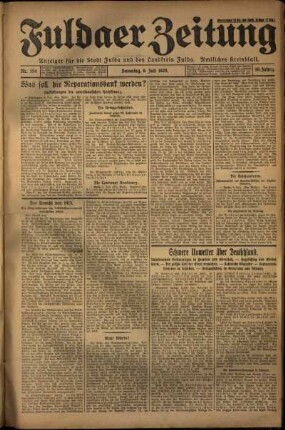 Erste Ausgabe vom Samstag, den 06. Juli 1929.