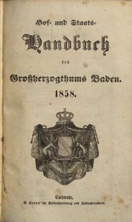 Hof- und Staats-Handbuch des Grossherzogthums Baden, 1858