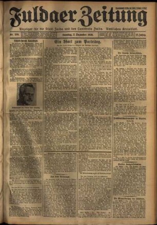 Erste Ausgabe vom Sonntag, den 02. Dezember 1928.