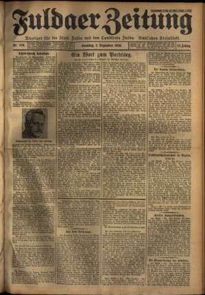 Erste Ausgabe vom Sonntag, den 02. Dezember 1928.