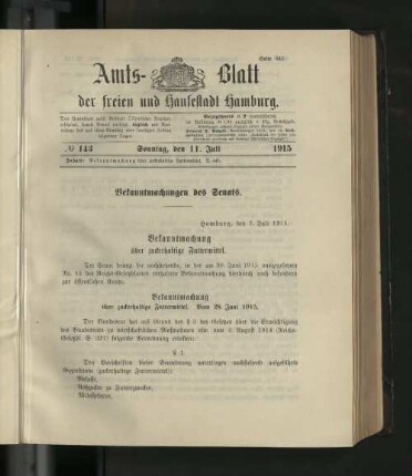 No. 143, 11. Juli 1915