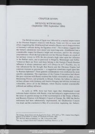 Chapter Seven: Detente With Russia (September 1882-September 1884)