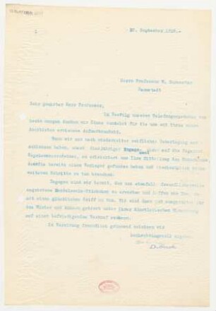 Brief an Willy Burmester : 20.09.1910