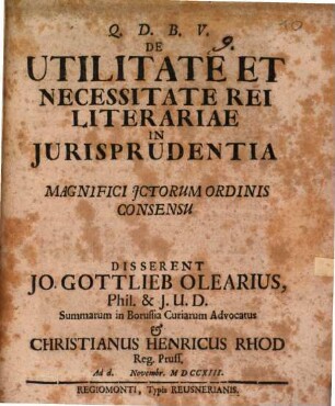 De utilitate de necessitate rei literariae in iurisprudentia