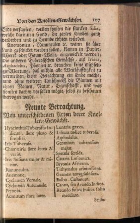Neunte Betrachtung. Von unterschiedenen Arten derer Knollen-Gewächse