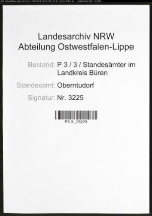 Sterberegister Standesamt Oberntudorf