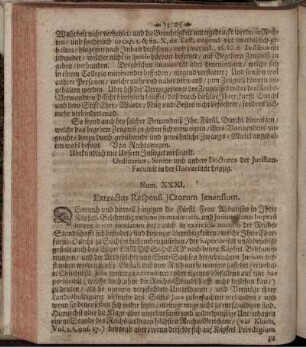 Num. XXXI. Extractus Responsi ICtorum Ienensium