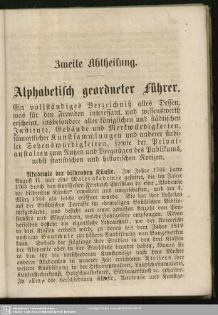 Zweite Abtheilung. Alphabetisch geordneter Führer