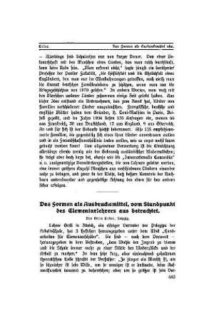 Das Formen als Ausdrucksmittel, vom Standpunkt des Elementarlehrers aus betrachtet