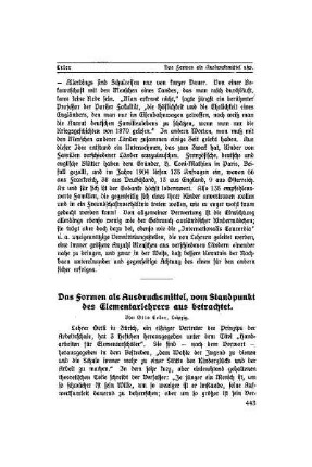 Das Formen als Ausdrucksmittel, vom Standpunkt des Elementarlehrers aus betrachtet