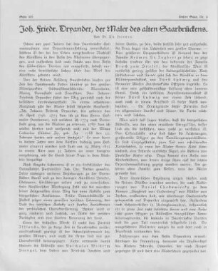 Joh.Friedr. Dryander, der Maler des alten Saarbrückens.