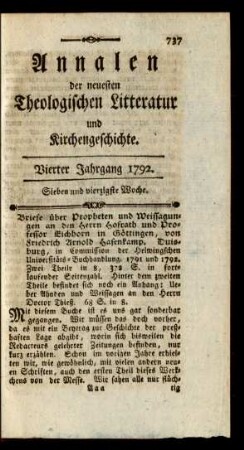 Sieben und vierzigste Woche