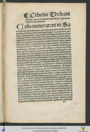 Cebetis Thebani Tabula e greco in latinum conversa...