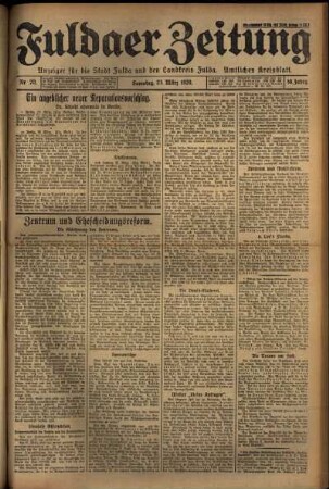 Erste Ausgabe vom Samstag, den 23. März 1929.