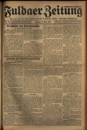 Erste Ausgabe vom Samstag, den 23. März 1929.