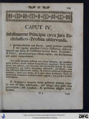 Caput IV. Substituuntur Principia circa Jura Ecclesiastico-Profana observanda.
