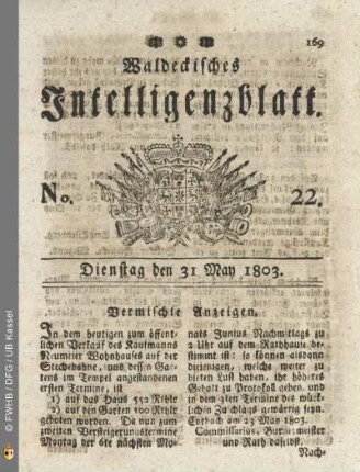 No. 22. Dienstag den 31 May 1803