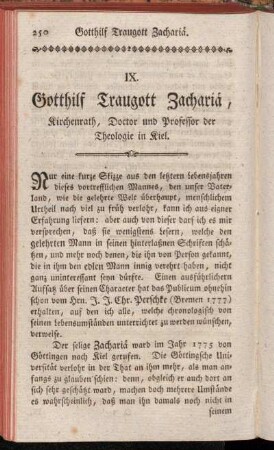IX. Gotthilf Traugott Zachariä, [...].