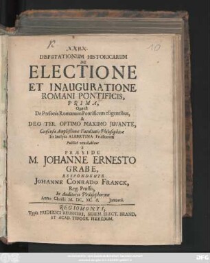 1: ... De Personis Romanum Pontificem eligentibus ...
