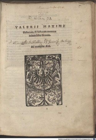 Valerii Maximi Dictorum, & factorum memorabilium, Libri Nouem