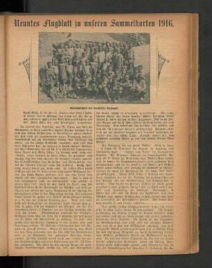 Neuntes Flugblatt zu unseren Sammelkarten 1916.