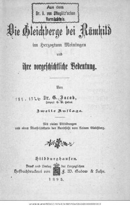 Die Gleichberge bei Römhild im Herzogtum Meiningen und ihre vorgeschichtliche Bedeutung
