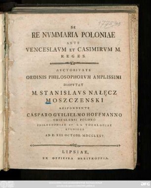 De Re Nvmmaria Poloniae Ante Venceslavm Et Casimirvm M. Reges
