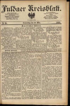 Erste Ausgabe vom Donnerstag, den 30. März 1899.