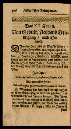 Das XII. Capitel. Von Gedult/ Fleiß und Ernidrigung/ auch Demuth.