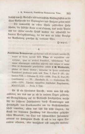 315-324 [Rezension] Pontificum Romanorum qui fuerunt inde ab exeunte saeculo IX usque ad finem saeculi XIII vitae