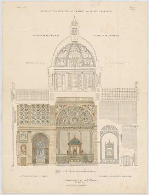 Thiersch, August ; München - Schwabing; Kath. Pfarrkirche St. Ursula - Querschiff, Seitenkapelle (Schnitt)