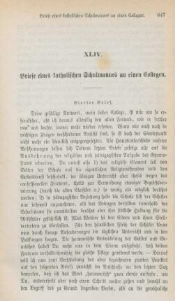 647-665 Briefe eines katholischen Schulmannes an einen Collegen : vierter Brief