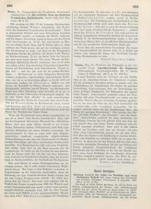 233-234 [Rezension] Berner, Max, Die rechtliche Natur des Deutschen Evangelischen Kirchenbundes