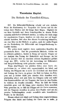 Vierzehntes Kapitel. Die Methode des Unendlich-Kleinen.