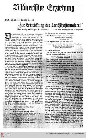 N.F. 15.1935: "Zur Entwicklung der Landschaftsmalerei" : vom Goldgrundbild zur Freilichtmalerei