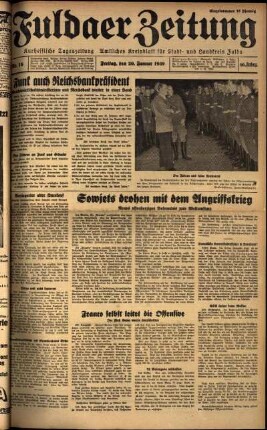 Ausgabe vom Freitag, den 20. Januar 1939.