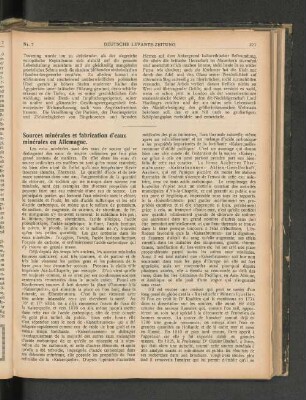 Sources minerales et fabrication d´eaux minerales en Allemagne.